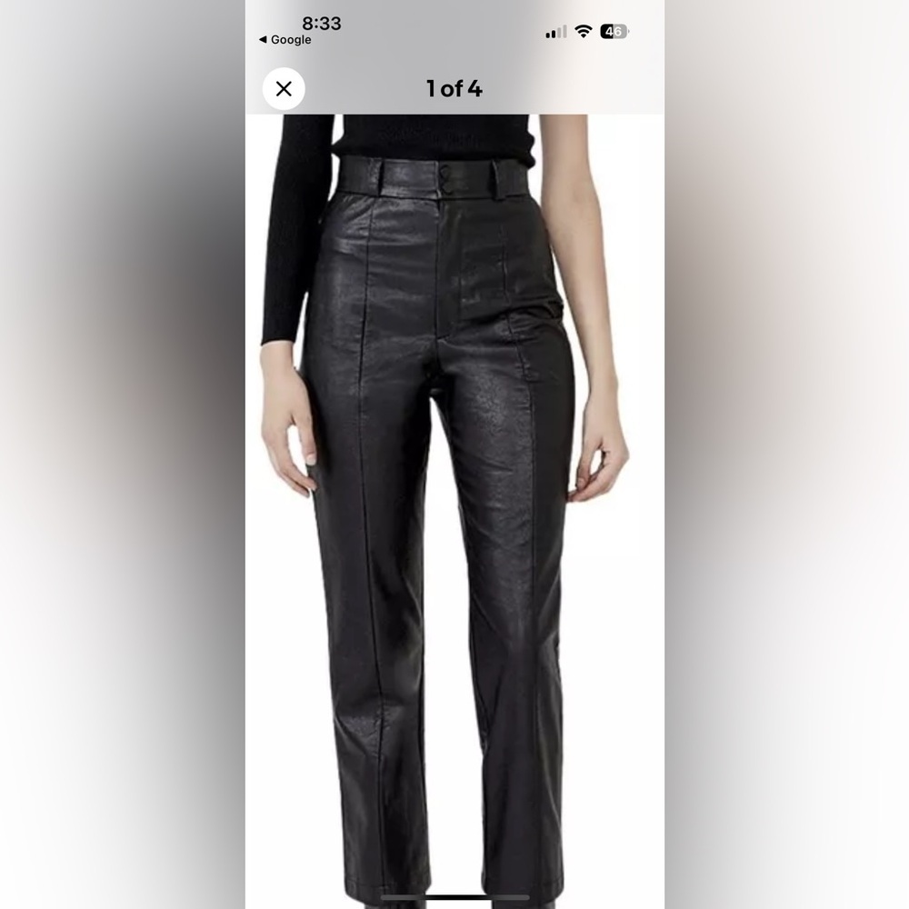Bardot Black Vegan Leather Straight Leg Pants Size 4 NWT